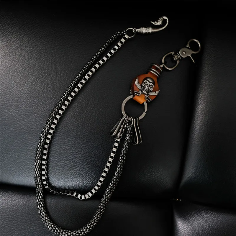 Skup Męskie Motorcyle brelok Trucker pas łańcuchy Rock Gothic Punk stylowe spodnie spodnie Jean Biker portfel breloczek długi DR92
