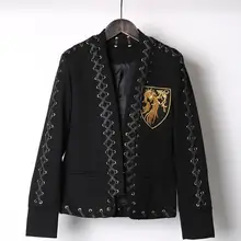M-3XL! мужской тонкий маленький костюм с вышивкой и черным модным пальто для ночного клуба. Певицы костюм