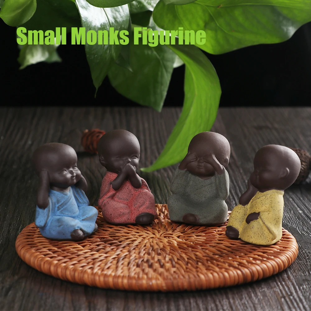 

Small Buddha Statue Monk Figurine Tathagata India Yoga Mandala Tea Pet Purple Ceramic Crafts Decorative Ceramic Ornaments Monk