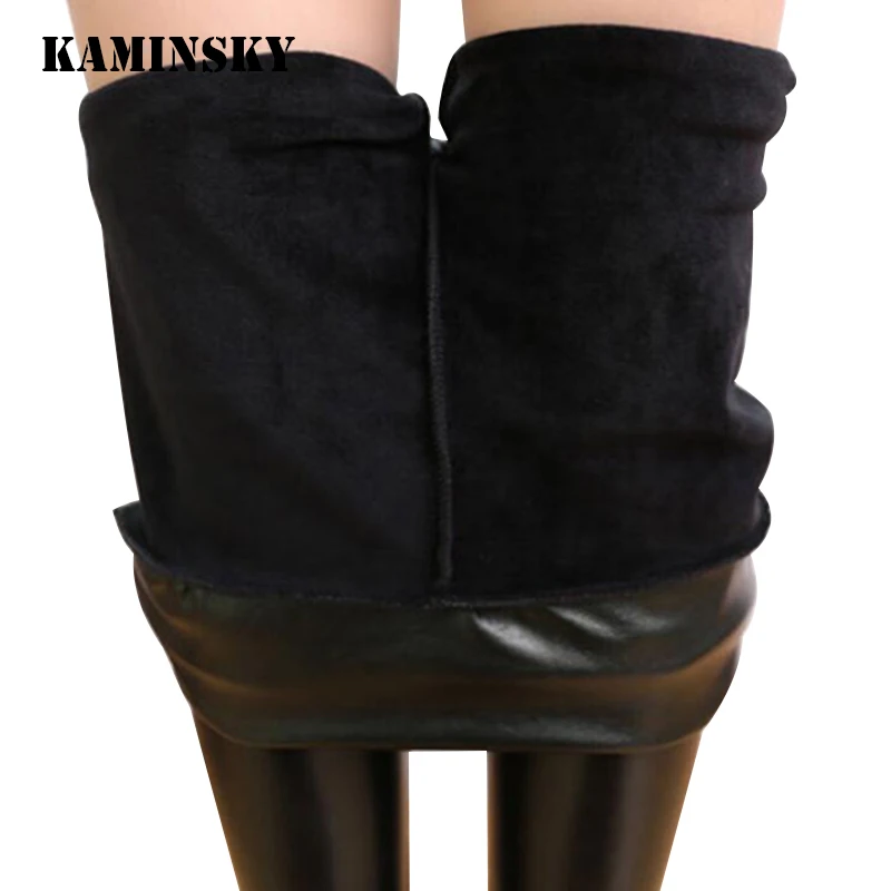 Kraftvoll Kaminsky Hohe Elastische Taille Schwarz Leggings Nicht Riss Schlank Warme Winter Leggings Fleece Hosen Frauen Mode Pu Leder Hosen Elegant Im Geruch Hosen