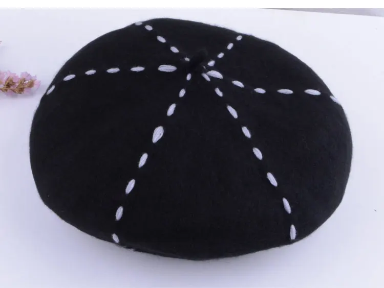 beret women winter french red black wool beret hat women french hat female beret women beret hats women winter  (11)