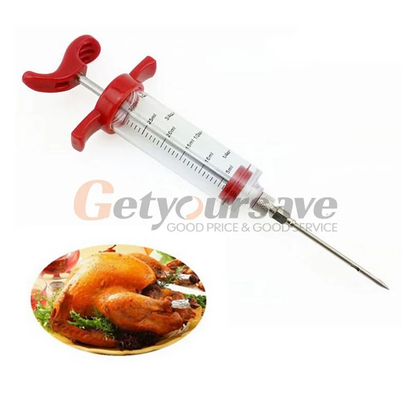 buy High Quality BBQ Meat Syringe Marinade Injector Turkey Chicken Flavor Syringe Kitchen Cooking Syinge Accessories