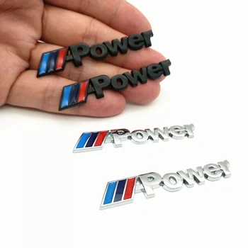 

2PCS/set power Motorsport Small Metal Logo Car Sticker Rear Trunk Emblem Grill Badge for BMW E46 E30 E34 E36 E39 E53 Car styling