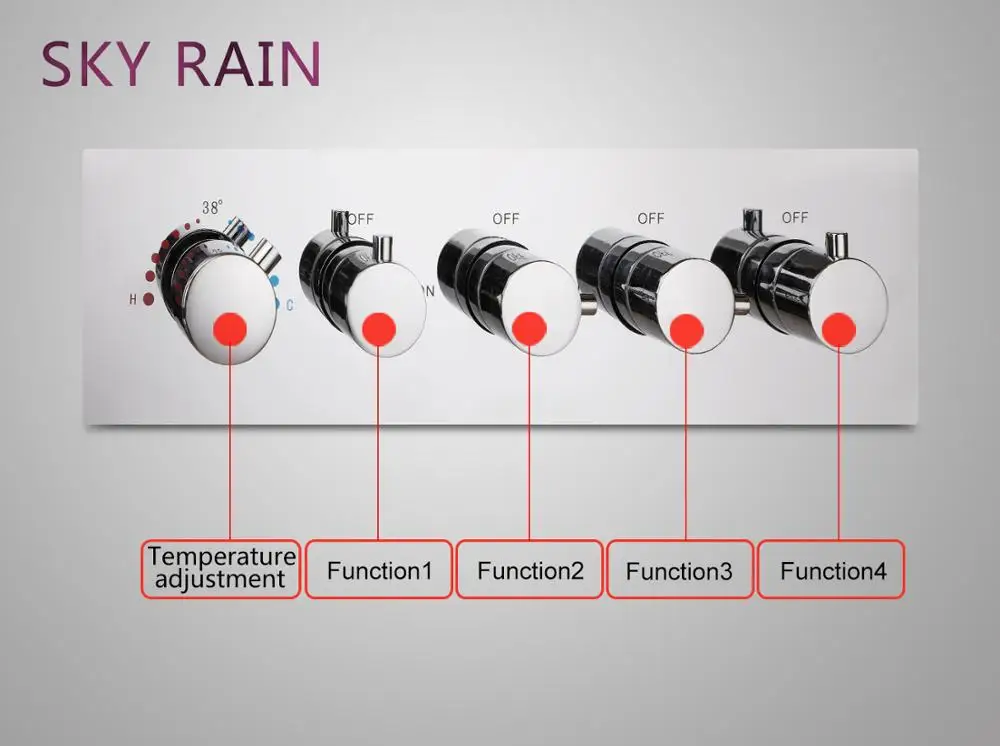 SKY RAIN Bathroom Multi Function 5 Handle Round Knobs High Flow Valve For Shower Set SKY RAIN Bathroom Multi Function 5 Handle Round Knobs High Flow Valve For Shower Set