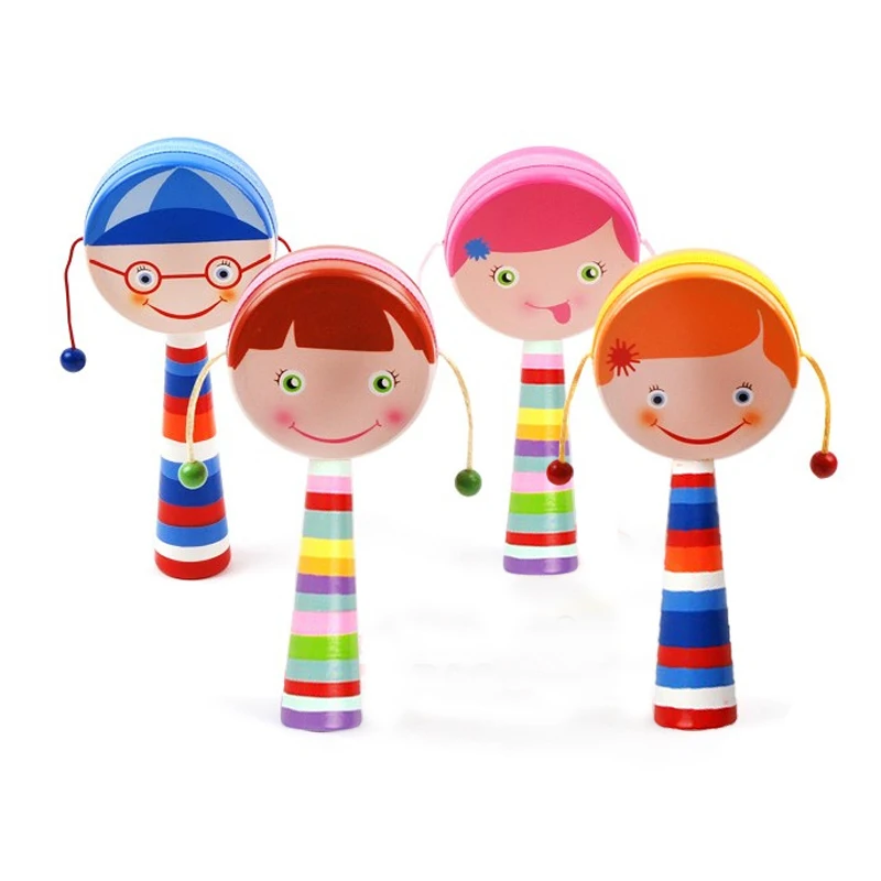Baby brand wooden rattle drum toys/ Infant Kids wood noise maker with