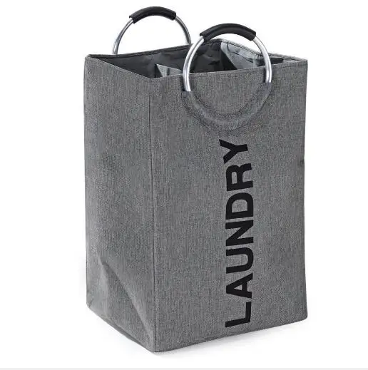 

Double Laundry Basket 2 Section Oxford Dirty Laundry Hamper Sorter Waterproof with Handles