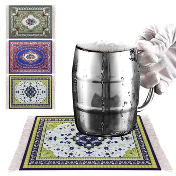 

Besegad Vintage Bohemian Tassel Carpet Boho Style Computer Mouse Pad Non-Slip Mousepads Cup Mat for Gaming Gamer Home Office