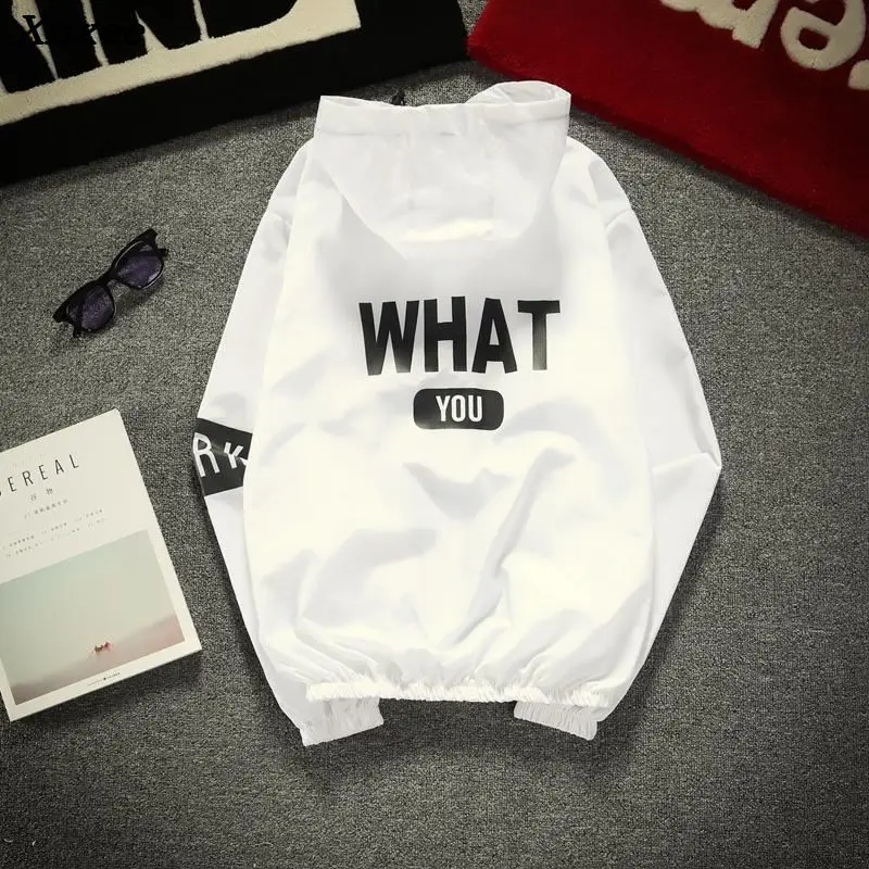 

On sale summer women ladies WHAT YOU back letter printed BF hoodie jacket punk Harajuku Korea coat Streetwear coat Xnxee