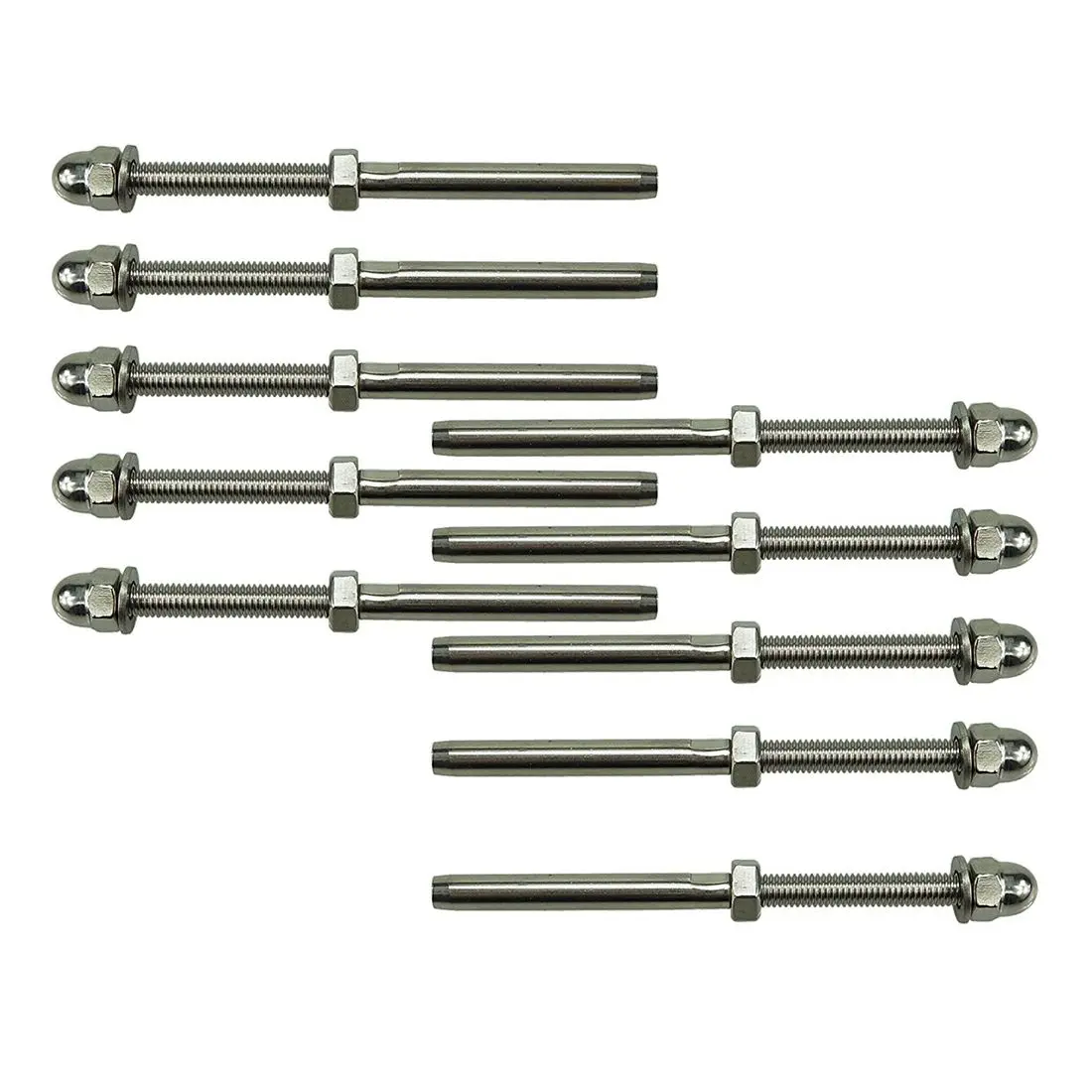 200Pack Threaded Terminal Studs T316 Stainless Steel For 1/8" wire rope cable 