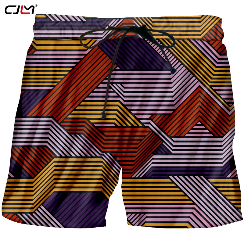 CJLM Новое поступление мужские спортивные шорты с 3D принтом в разноцветную полоску мужские шорты из полиэстера большого размера