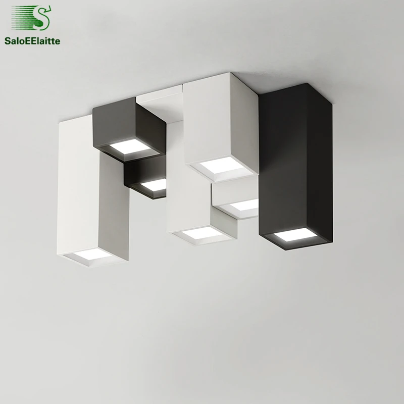 Современный светодиодный потолочный светильник DIY с металлическим кубом, 8 Вт/шт., минимализм, светодиодный потолочный светильник для коридора, внутреннее освещение