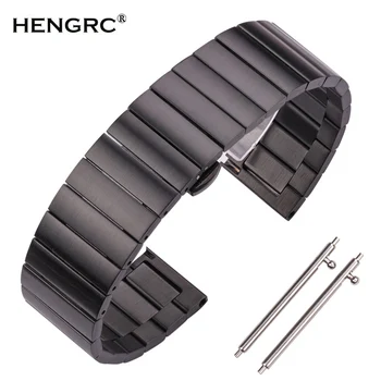 High Quality Stainless Steel Watchbands Bracelet 16mm 18mm 20mm 22mm Silver Black Metal Watch Band Strap Fit For Huawei Gear S3 high quality silver 18mm 20mm stainless steel watchbands strap bracelet for men women watches replacement with spring bars