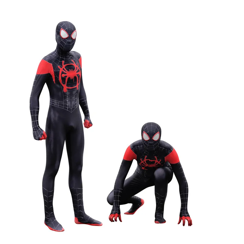 Новые костюмы для косплея «Человек-паук в стихах пауков» Miles Morales Zentai Black «Человек-паук» для детей и взрослых, комбинезоны