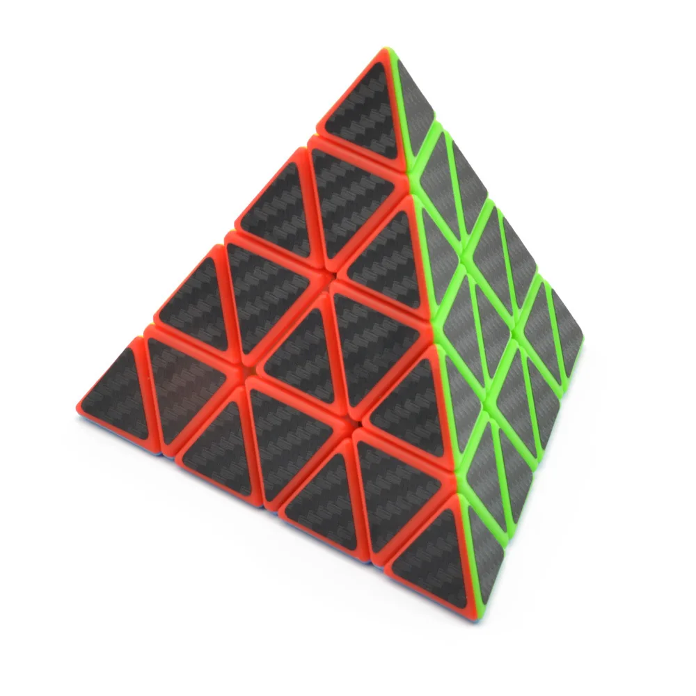 

Carbon Fiber Sticker Triangle 4x4x4 Pyramid Magic Cube Speed Puzzle Cube Educational Fidget Magico Cubo Toys Gifts