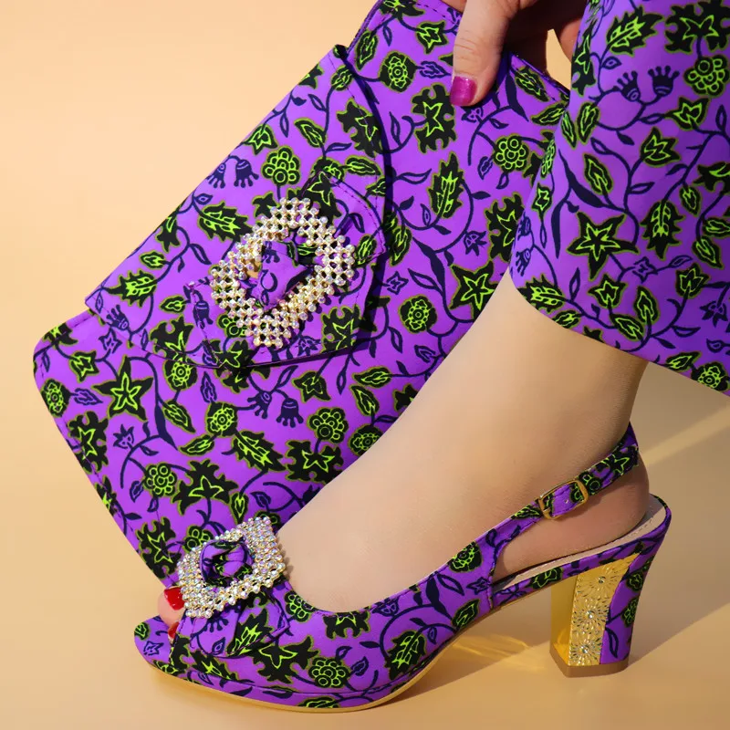 ladies purple shoes and matching bag
