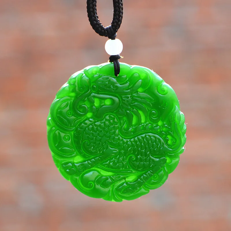 Дропшиппинг зеленый Хотан подвеска с нефритом резной китайский дракон ожерелье с подвеской в виде единорога подарок для мужских ювелирных украшений нефрита