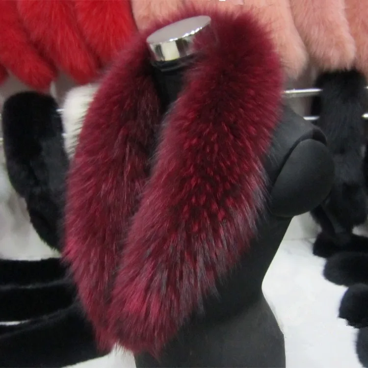90/100 см зима натуральный мех енота воротник и Женская мода пальто свитер черный шарф толстый длинный шейный колпак
