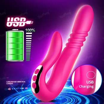 New Dildo Vibrator Automatic Telescopic Rotation Heating 10 Speeds Vibration G-spot Clitoris Vaginal Massage Sex Toys for Women 4