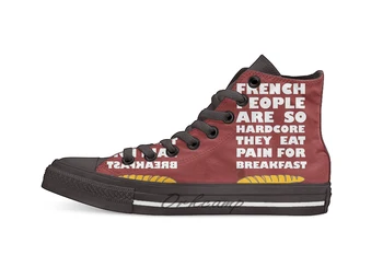 

French People Design breathable Casual High Top lace-up Canvas shoes sneakers
