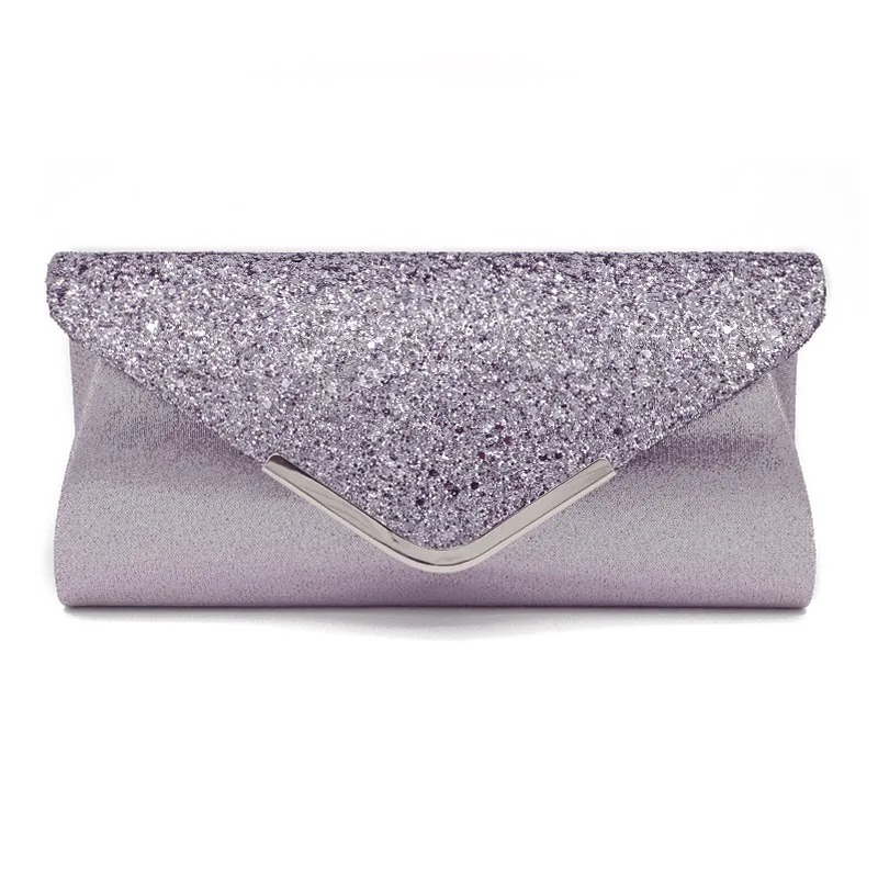 Fashion Lady Women Glitter Clutch Wallet Long Evening Wedding Prom Purse Handbag - Цвет: Светло-серый