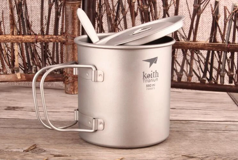 Copos com Tampa Copo de Água de Titânio Dobrável de Parede Copo de Acampamento ao ar Keith Titânio Cabo Simples Livre Caminhadas Viagem Canecas 220 ml 900 ml 30 Cabo Dobrável de Parede Simples Copo de
