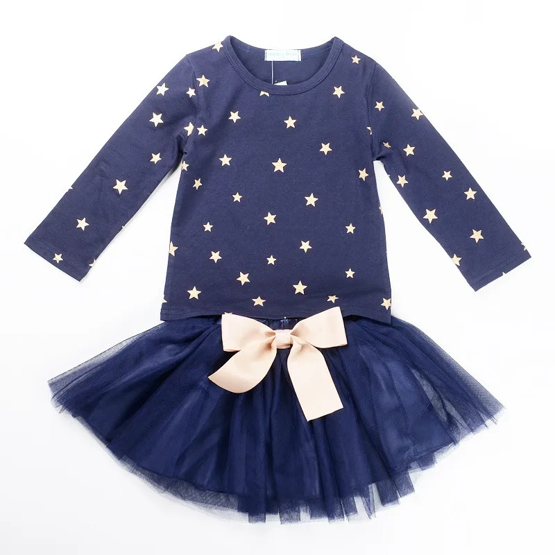 

Kids 2pcs Clothes Star Printed Long Sleeve Pullovers Tops+Tutu Skirts Set Baby Girls Outfits