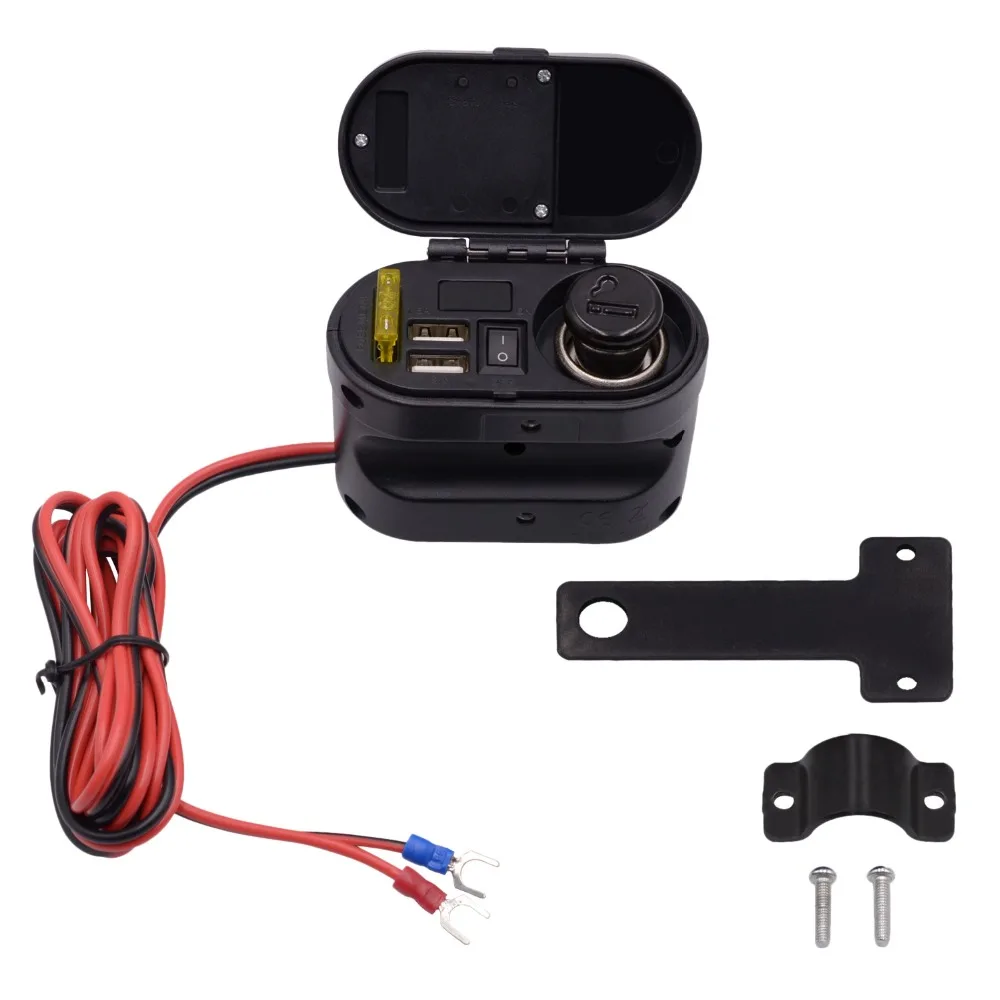 VicTsing Motorcycle Cigarette Lighter Voltmeter Time Display Waterproof 12V Dual USB Charger Motorcycle Cigarette Lighter        (6)