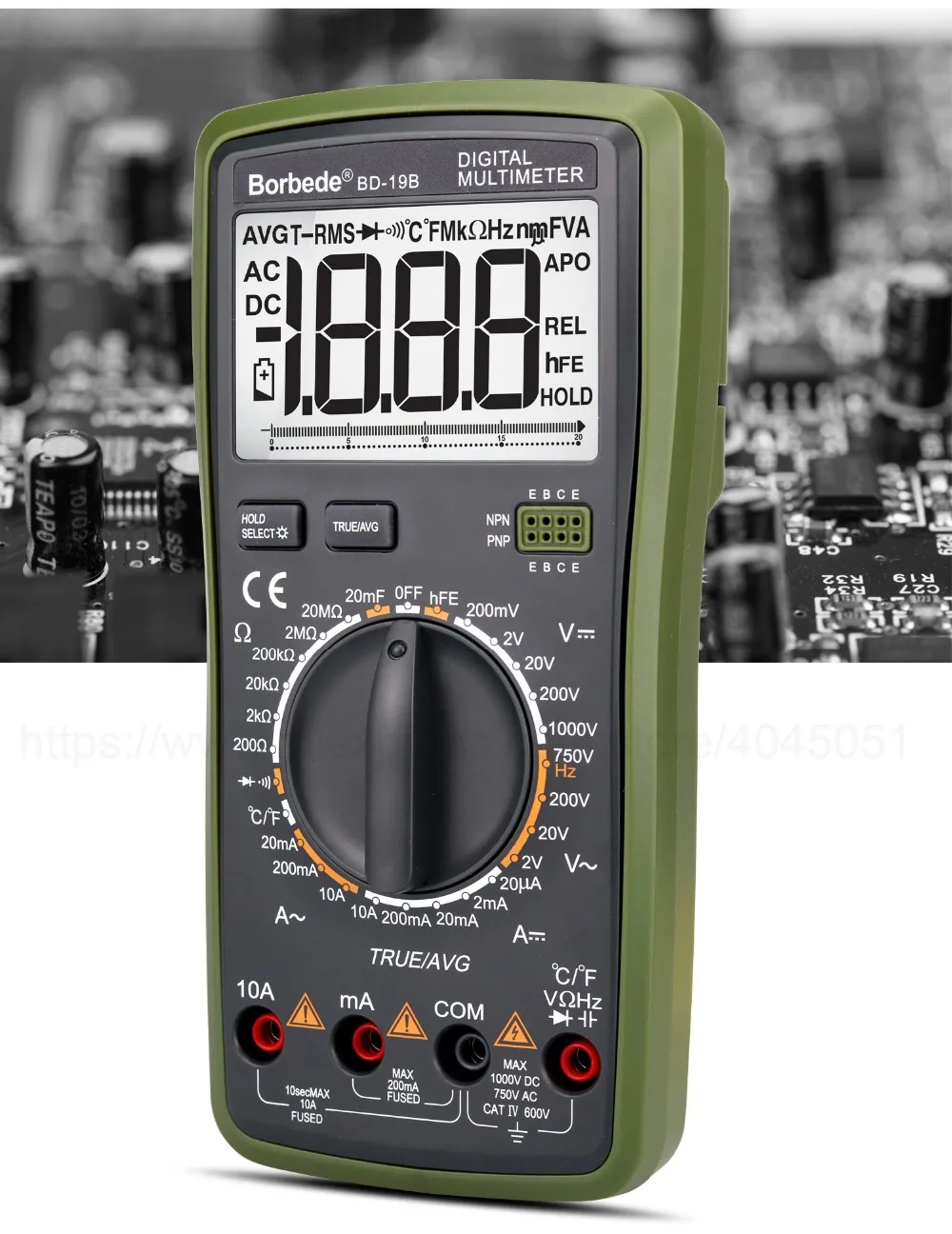 Borbede BD-19B multímetro digital lcd dc tensão