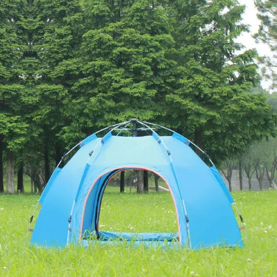 Automatic tent Multi-person outdoor 3-5 people hexagonal tent outdoor camping camping rain tent - Цвет: 2