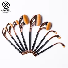 2016 Professional 9PCS Golf Club makeup brush Shaped Foundation Eyebrow Eyeliner Lip Facial Makeup Oval Brushes for lady girl
