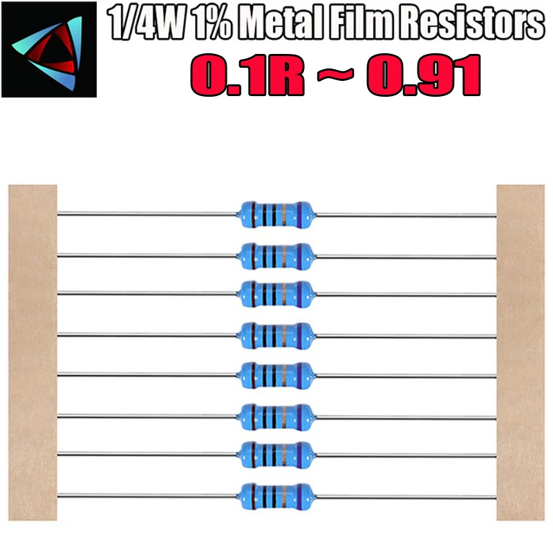 100 шт 1/4 W 1% Металл резистор 0,22 0,24 0,27 0,33 0,36 0,39 0,43 Ом