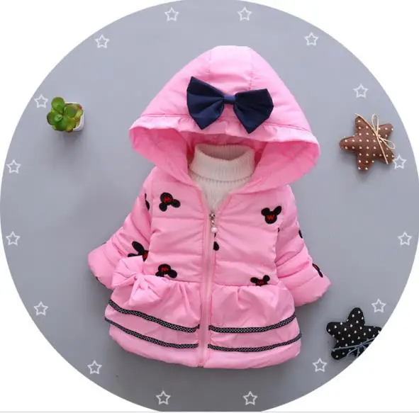 Новинка года дешевый 0-24month высокого качества для маленьких девочек зимние Зимняя одежда Детские милые толстовки jf0010 - Цвет: Розовый