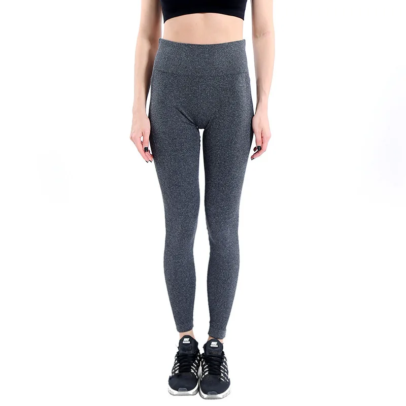 Женские высокие эластичные спортивные Леггинсы для фитнеса, штаны для йоги, высококачественные одноцветные брюки для хип-хопа, тонкие колготки для бега, спортивная одежда, спортивные штаны - Цвет: Dark Gray