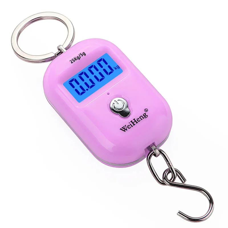 Портативные мини Ручные весы для багажа 25 кг/5 г дорожные весы для чемодана электронные весы - Цвет: Розовый