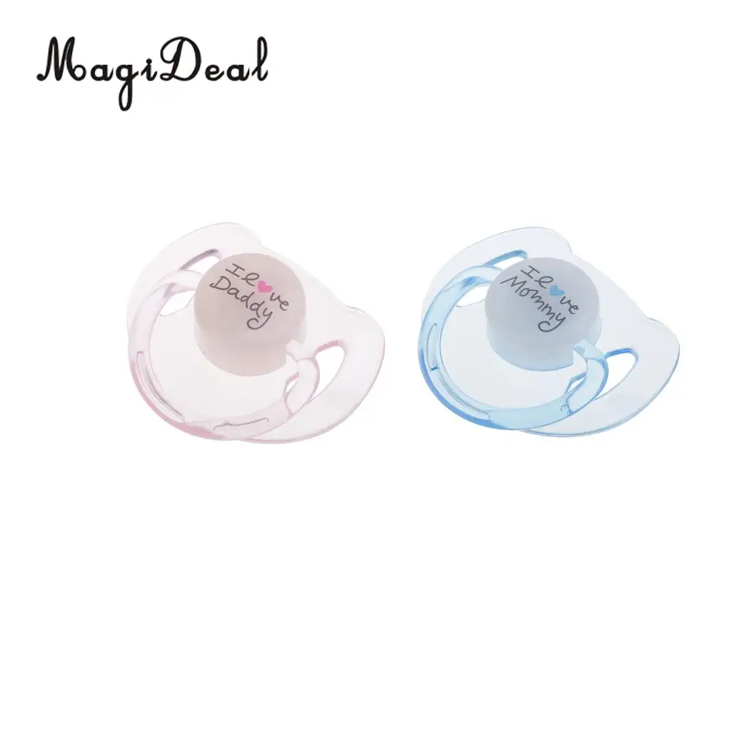 2pcs Cute Dummy Magnetic Pacifier for Reborn Baby Supplies Kids Toys Pink & Blue
