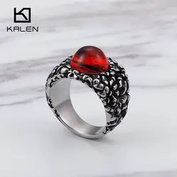 Винтажные красные хрустальные кольца для женщин и мужчин размер 8-12 Нержавеющая сталь большой овальный камень палец миди кольца ювелирные