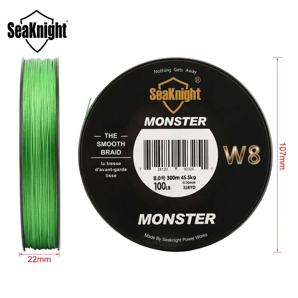 SeaKnight MONSTER W8 300 м 8 нитей плетеные рыболовные лески 20 до 100 фунтов 0,16 мм-0,50 мм прочная полиэтиленовая многонитевая плетеная леска