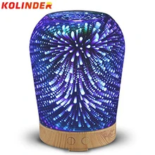 16 colors Essential Oil Diffuser kolinder Glass 100mL Aromatherapy Diffuser aroma Lamp Ultrasonic Aroma Cool Mist Humidifier