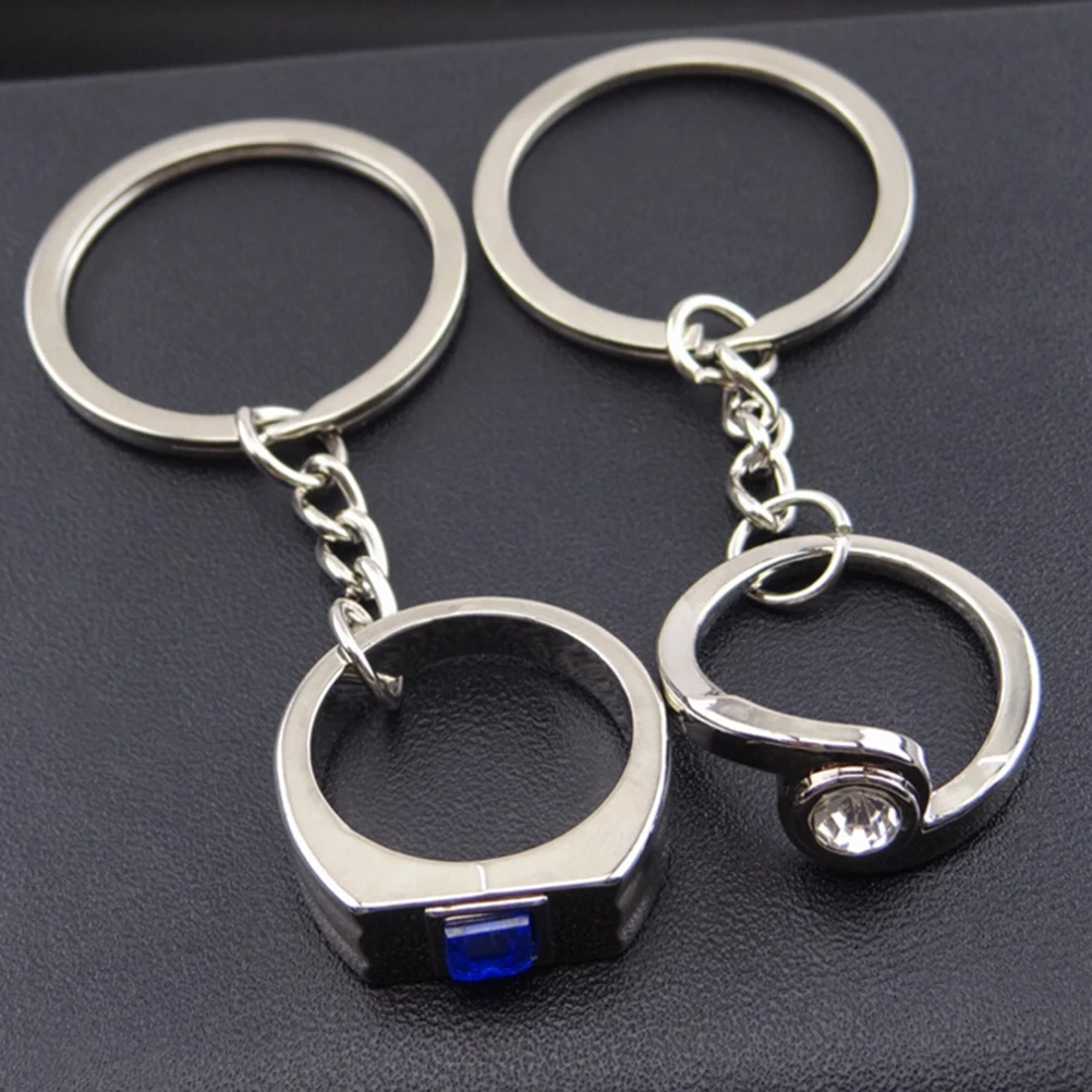 Lover Gift  2pcs Fashion Lovers couple rings keychain Key Ring Keyfob Couples Romantic Keychain Hot