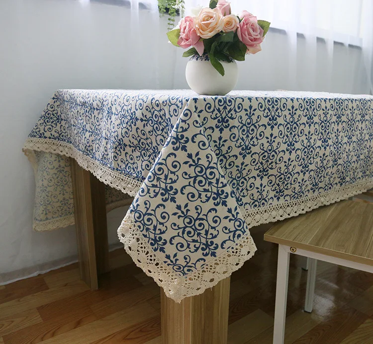 

New Square Round Custom Large Plaid Cotton Linen Tablecloths Waterproof Oilproof Tablecover Computer Desk Cloth Pastoral Style