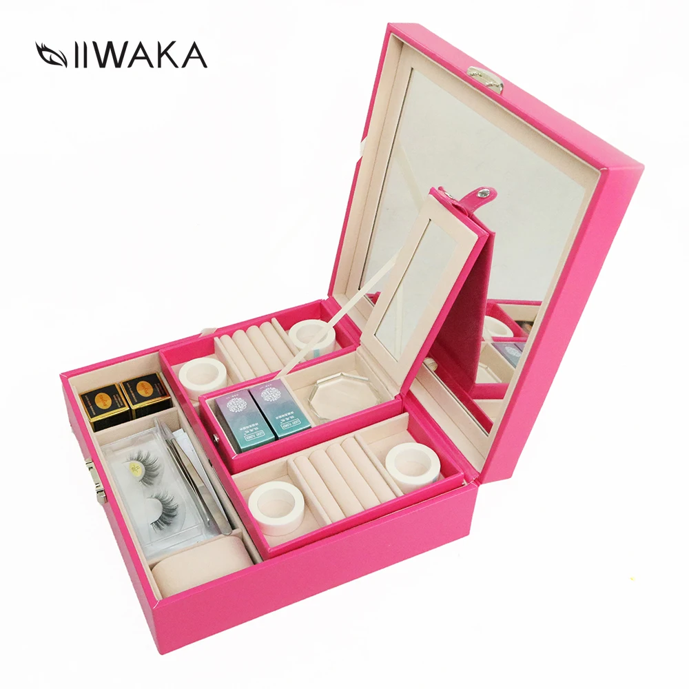 

3 colors luxury toolkit for eyelash salon including eyelash extensions,makeup tools: glues,eye pads, tapes,brushes,tweezers....