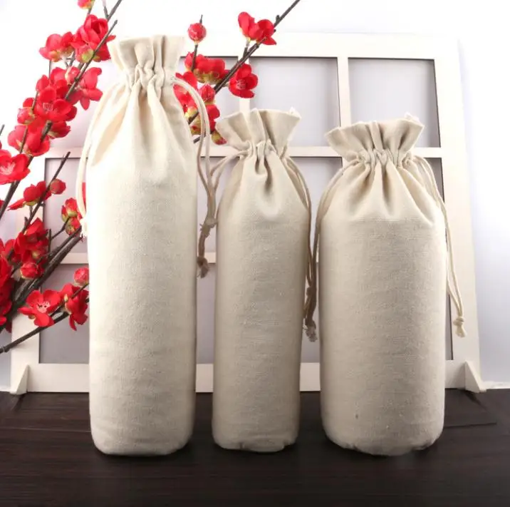 

Rounding Bottom canvas drawstring bags 14*38cm for accessories necklace gift jewelry wine packaging bags pouches SN1405