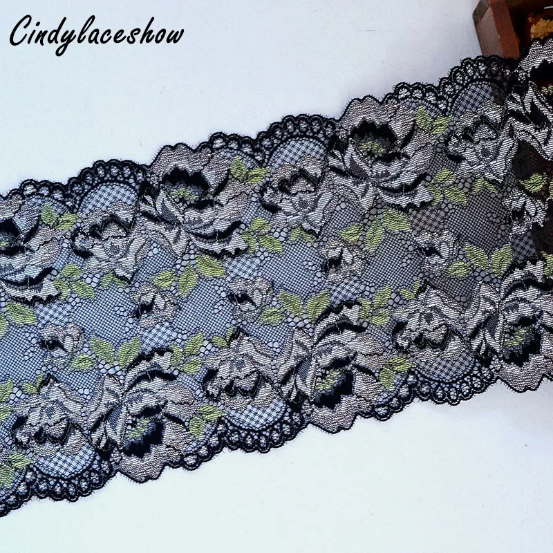 

2Yards 16.8cm Width Embroidered Elastic Lace Trim For DIY Clothing Accessories Sewing Materials Garter Stretch Lace Fabric Black
