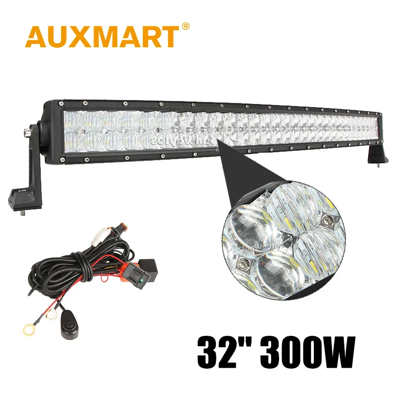

Auxmart 32 inch Curved LED Light Bar CREE Chips 5D 300W 32" Led Bar Fit Pickup Truck SUV 4X4 4WD ATV 12V 24V Offroad Driving