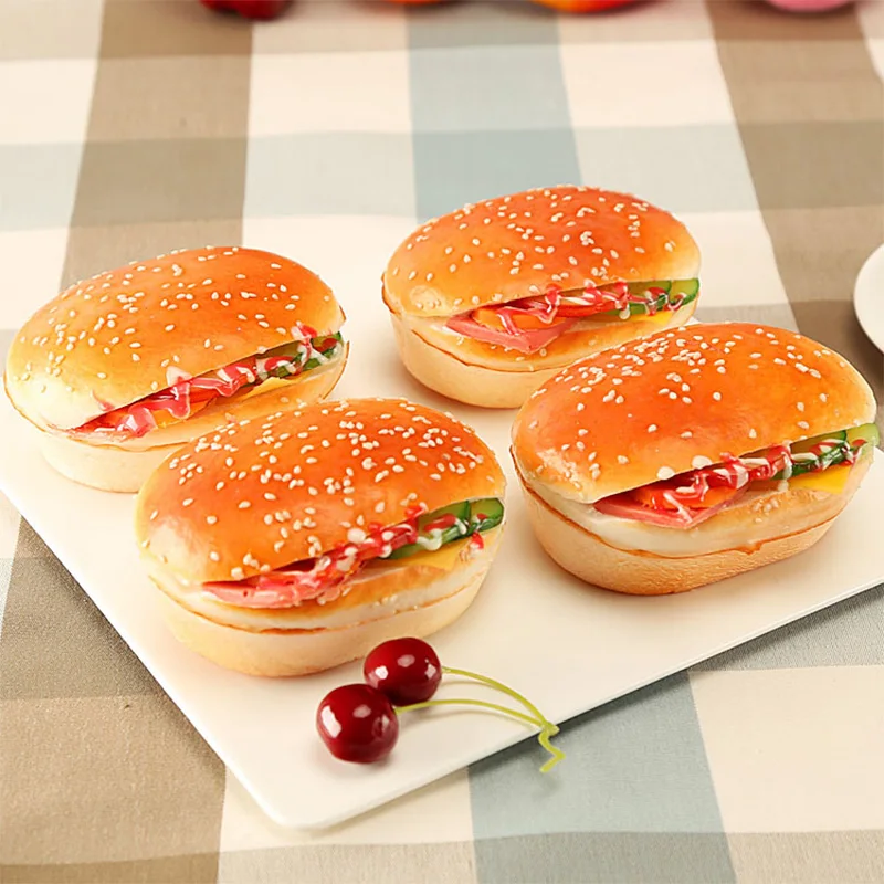 

Artificial PU Hamburger Simulation Food Model Ornaments Magnetic Refrigerator Sticks Photography Props Kitchen Decoration Craft