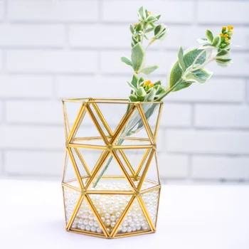 

Personality Creative Geometric Glass Vase Hexagonal Cylindrical Glass Vase Living Room Desktop Decorative Flower Arranger Q286