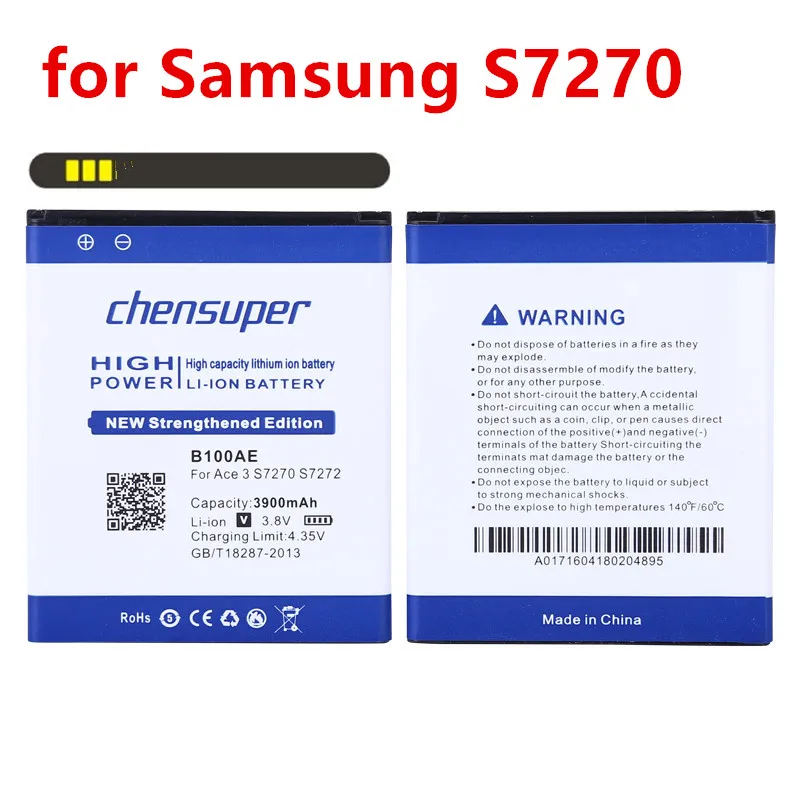 Новый аккумулятор 3900 мач B100AE для Samsung Galaxy Ace 3 S7270 S7272 S7898 S7562C S7568i i699i s7262 | Мобильные