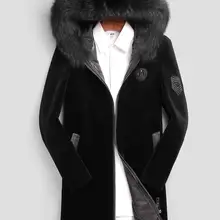 Высококачественное зимнее мужское шерстяное меховое пальто с воротником из натурального Лисьего меха, пальто с капюшоном, мужская куртка из натуральной шерсти, цветная парка