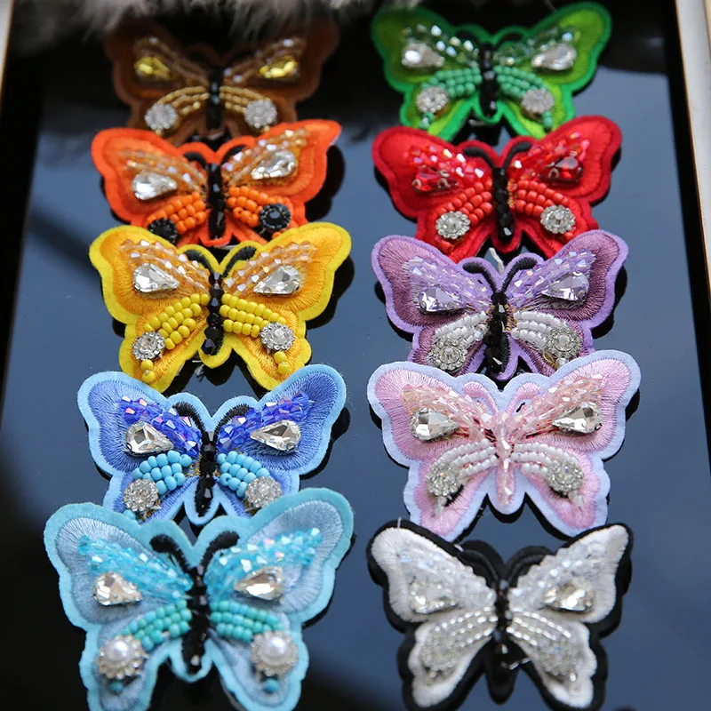 3Pcs/set Beaded Butterfly Sew on Patches For Clothing Jeans Embroidered Patches Appliques