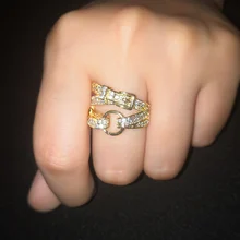 Модное Ювелирное кольцо женский ремень Цирконий, фианит нежное коктейльное платье золото женщины пальцев Циркон женское кольцо bijoux
